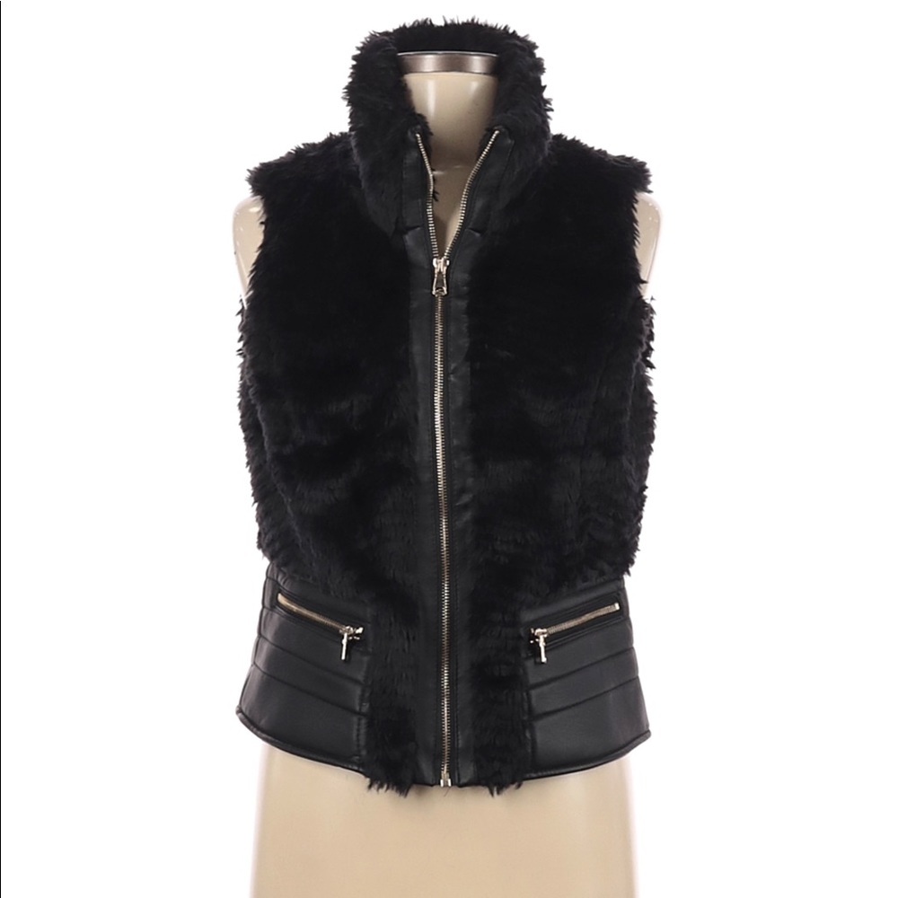 CI SONO LEATHER FAUX FUR VEST